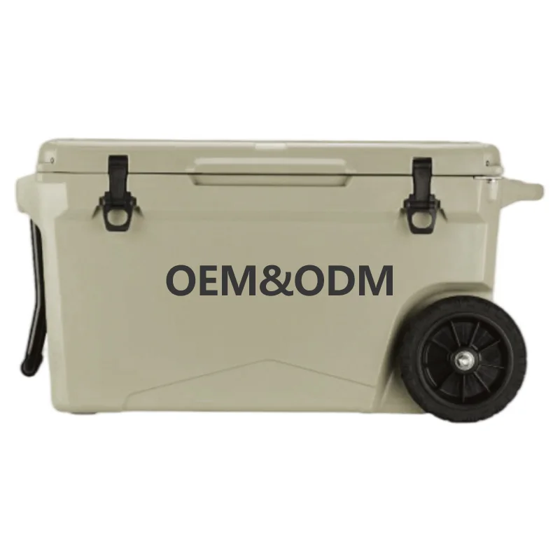 60QT/75QT High Performance Wheeled Freezer Heavy Duty Camping Cooler Beer Storage Fishing Rotomolded Cooler Box