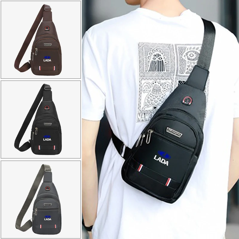 Men Oxford Cloth Chest Bag Handbag Waist Bag Crossbody Bag Headphone Cable For Lada Vesta Niva Samara Kalina Largus Priora Xray