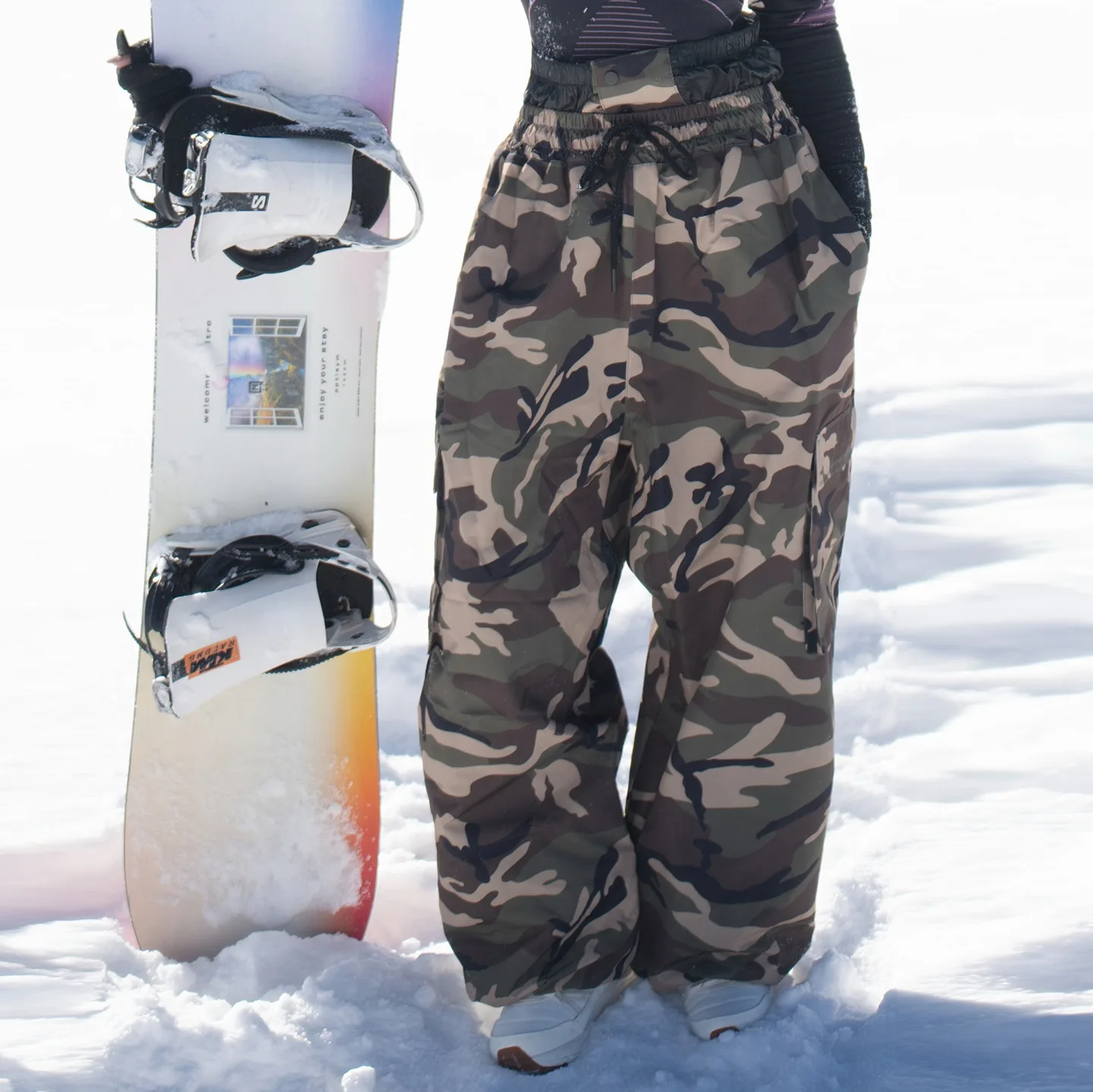 

New Winter Windproof Waterproof Heat-insulating Tactical Camouflage Wool Lined Snow Pants American Snowboard Sports Ski Pants