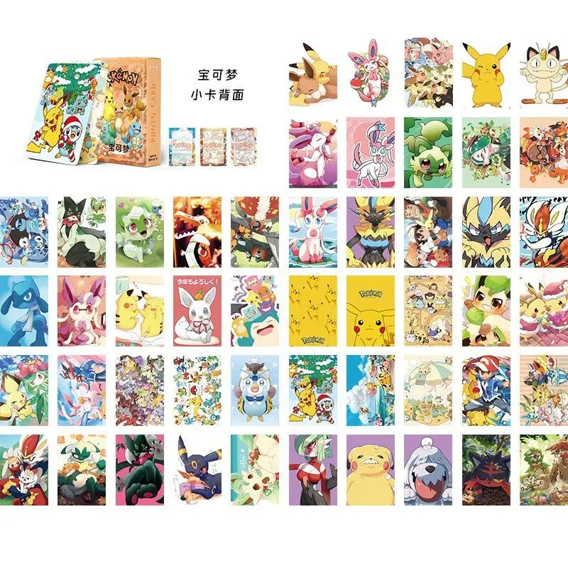 

Pokémon Anime Style 3-inch Holographic Cards, Full Set of 50 Cards in Box, LOMO Postcards