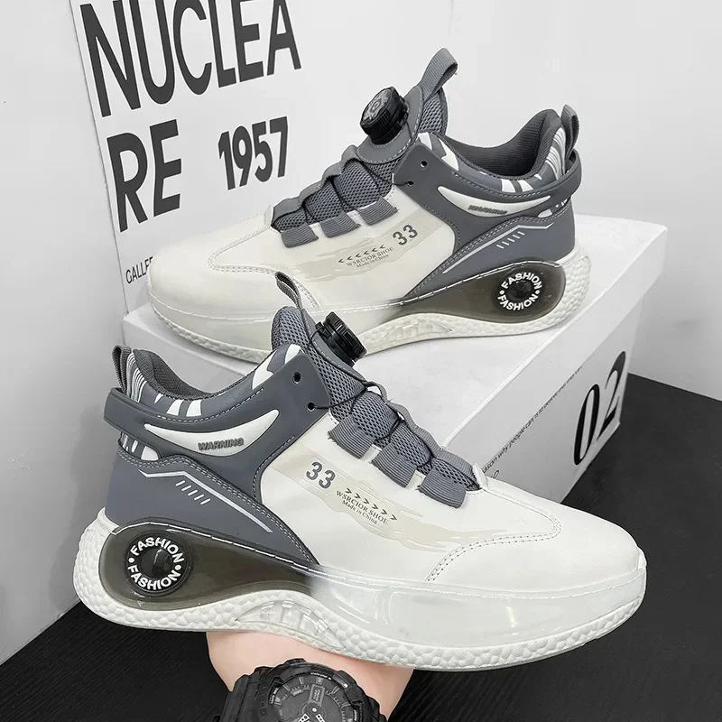 Mens Sneakers with Rotating Buckle Comfy Non Slip Lace up Durable Shoes for Mens Outdoor Activities image 2