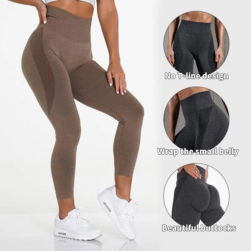 Leggings de ioga para mulheres, cintura alta, elevador de bunda, calças justas esportivas, elásticas, sem costura, para treinamento de academia