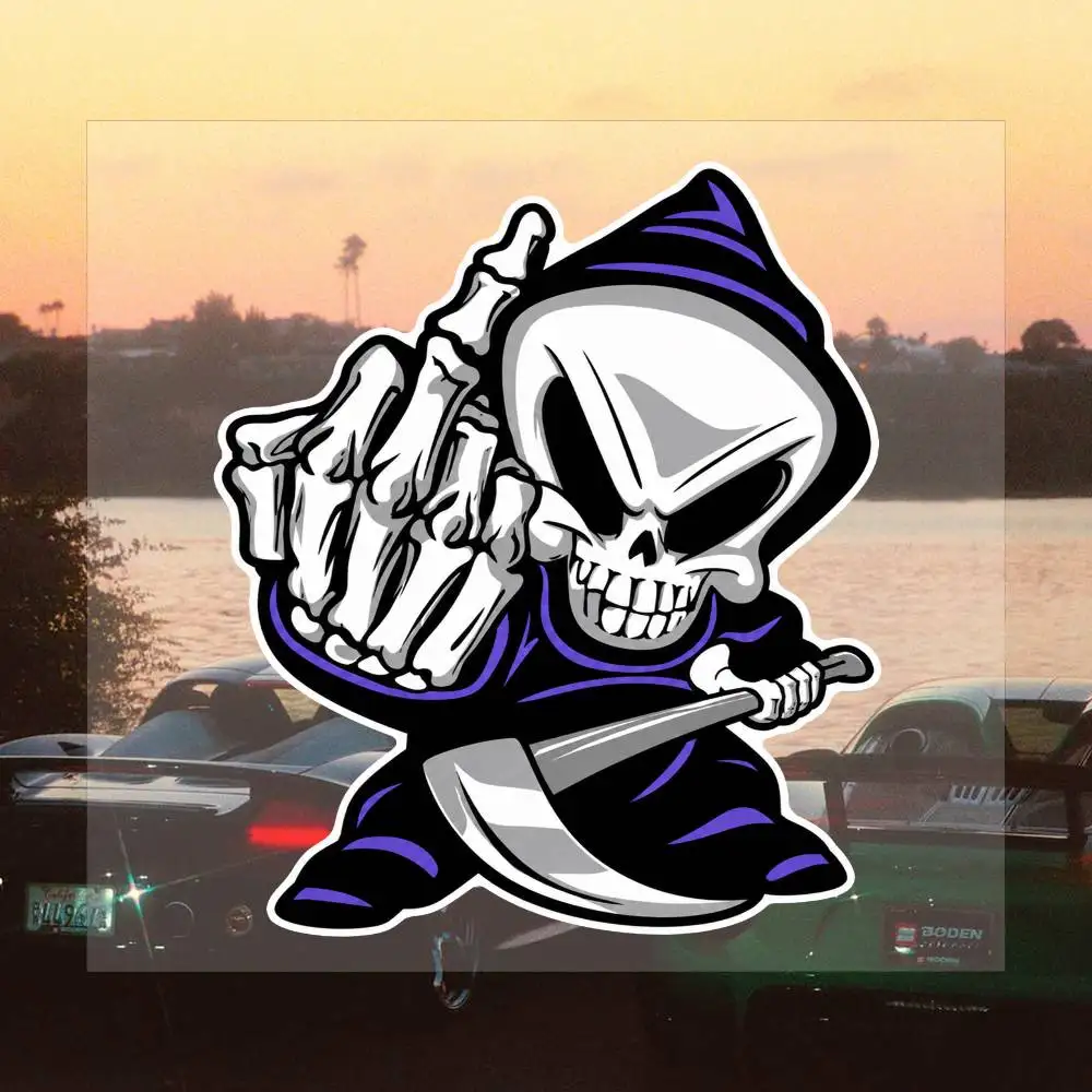 Skull Middle Finger 16cm Graffiti Stickers Set Hip Hop Street Art Vinyl Decals For Laptop Skateboard Water Bottle Helmet