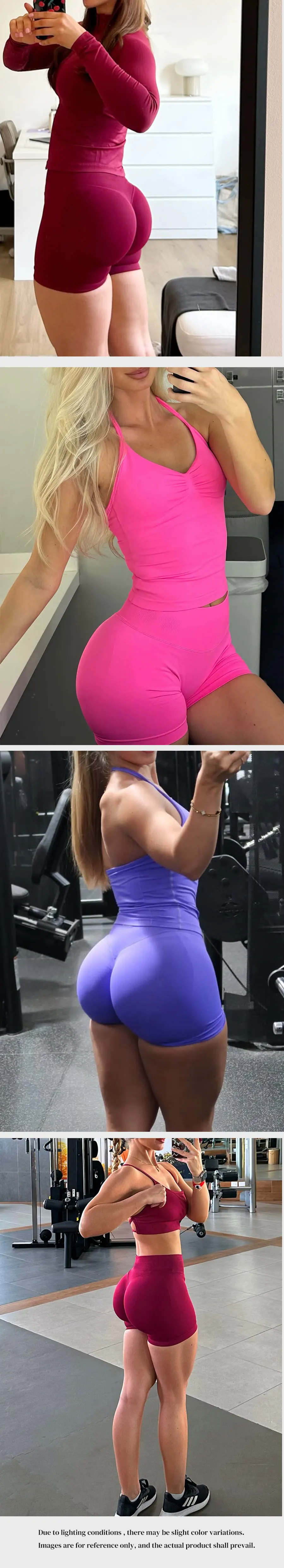 Großhandel Shorts ohne Logo, Gym-Shorts für Damen, High-Waist-Yoga-Shorts, nahtlose Scrunch-Bum-Shorts für Damen, dehnbare Laufshorts – Detail 5