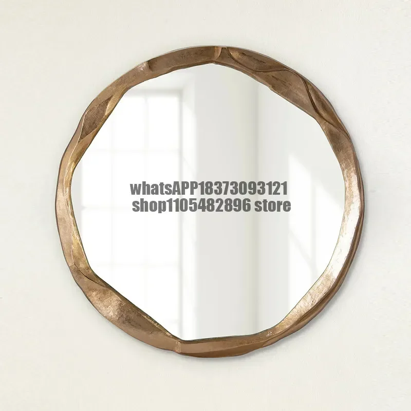 Wall-mounted secondary bedroom bathroom washbasin mirror with simple round irregular border French bathroom mirror