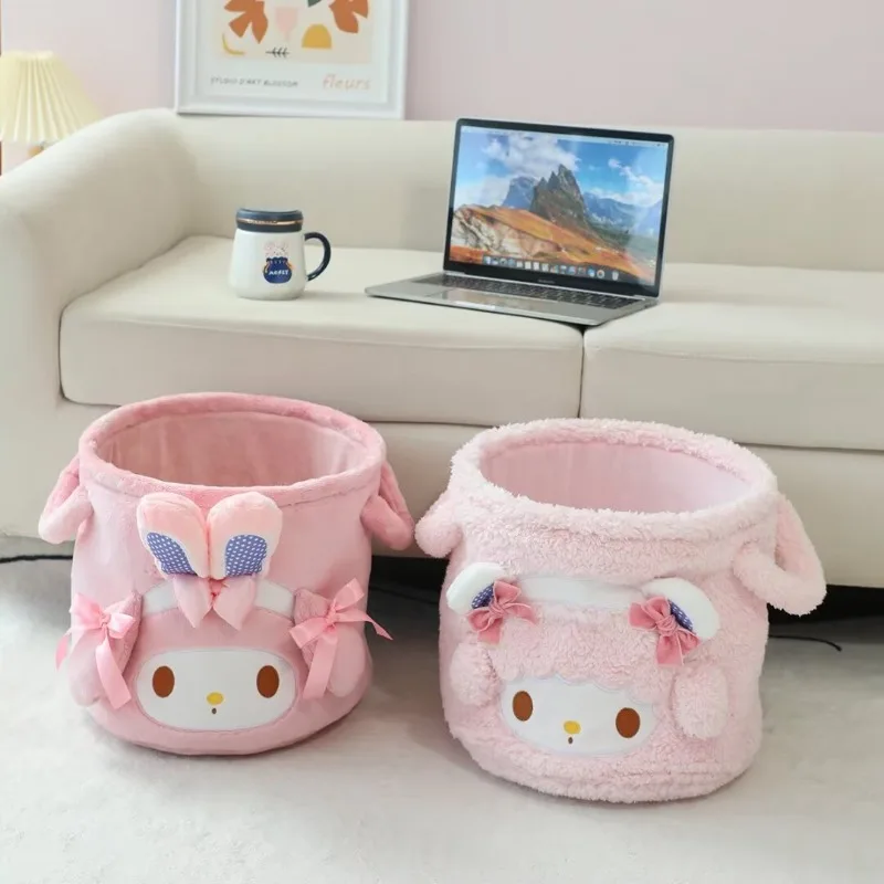 Cesta de almacenamiento de felpa My Melody, organizador de dibujos animados, ligero, Kawaii Sanrio, organizador de aperitivos, elementos esenciales para almacenamiento de ropa