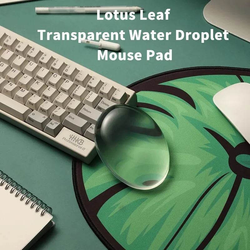 

Lotus Leaf+Transparent Water Droplet Mouse Pad Anti-Slip Silicone Ergonomic Relieve Wrist Fatigue Wrist Rest For Computer Office