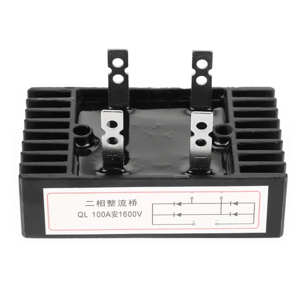 

QL-100A Мостовой выпрямитель 1600 В 2-фазный мостовой выпрямитель 2-фазный 9,8*6*5,3 см 4-контактный мостовой выпрямитель 1600 В Компонент выпрямителя