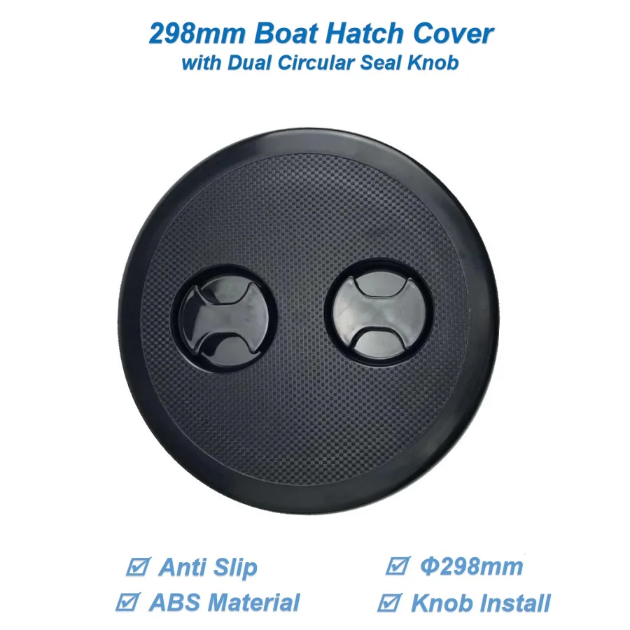 

298mm Boat Hatch Cover with Dual Circular Seal Knob for Marine Yacht Trawler Seawater Activity Inspection Access Deck Cover