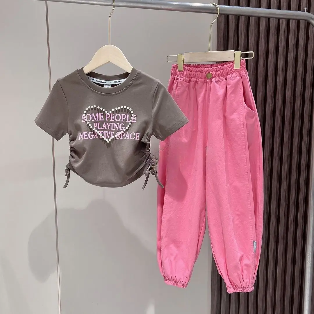 Retail 2023 New Baby Girls Teenage Fashion Casual Sets,  Top+ Pants   4-12T