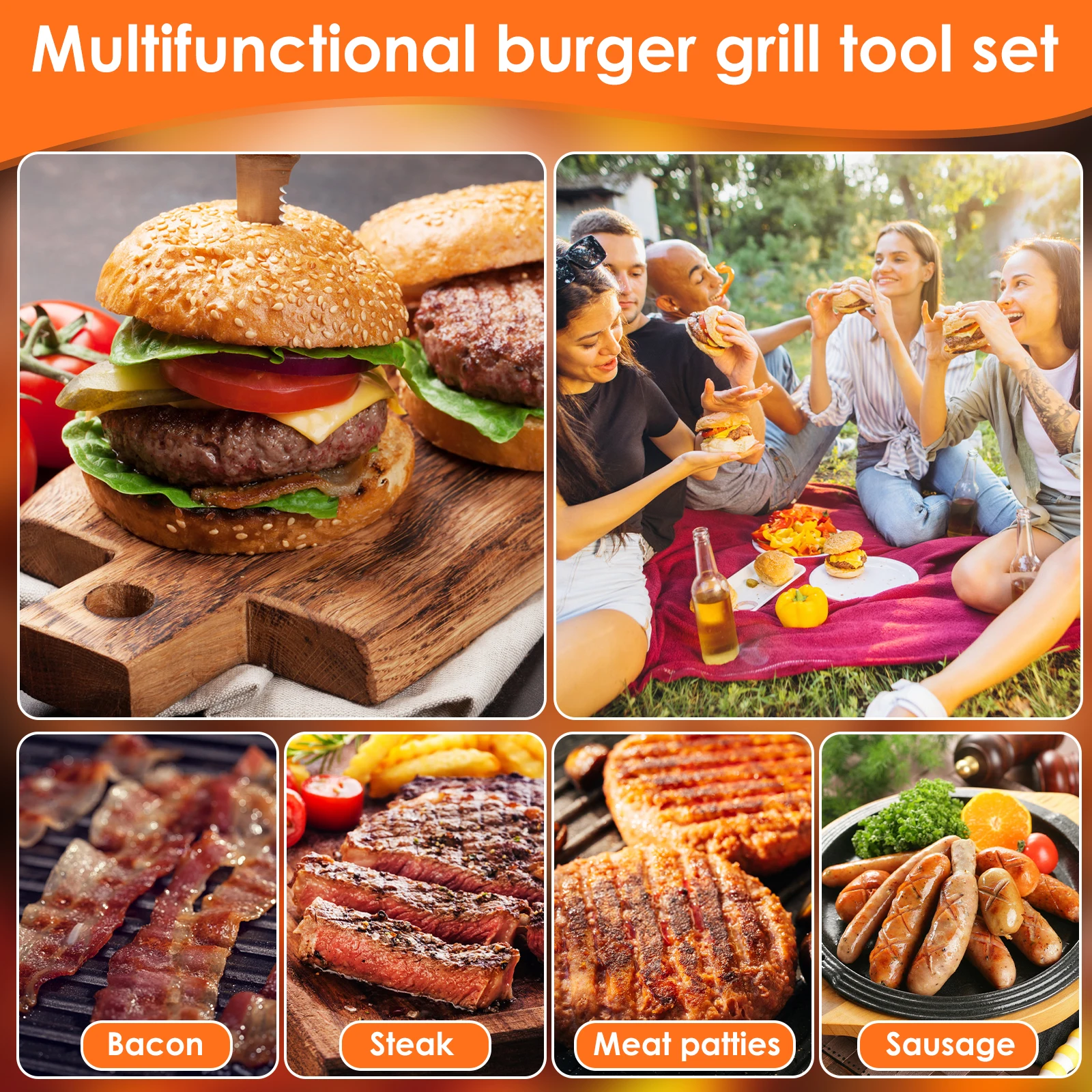 Smash Burger Press Tools Meat Cooking Mold Squeezer Patty Making Smasher Griddle Stainless Steel Hamburger Maker Kitchen Tool — zdjęcie 6