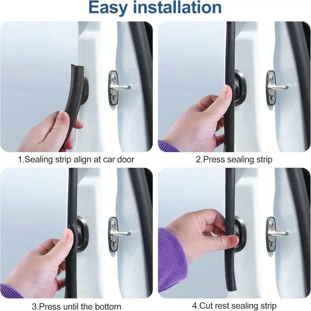 Durable 1/2/3 Meters Car Weather Stripping Rubber Side Bulb Design Door Rubber Seal Noise Insulation Edge Guard Universal Fit