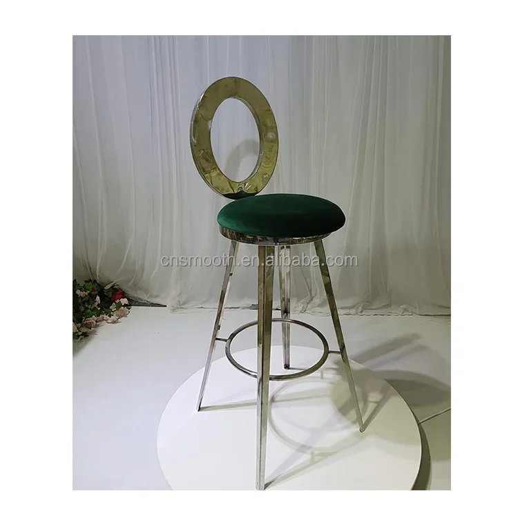 Party Luxury White Velvet Cushion Gold Bar Stool Wedding High Bar Chair