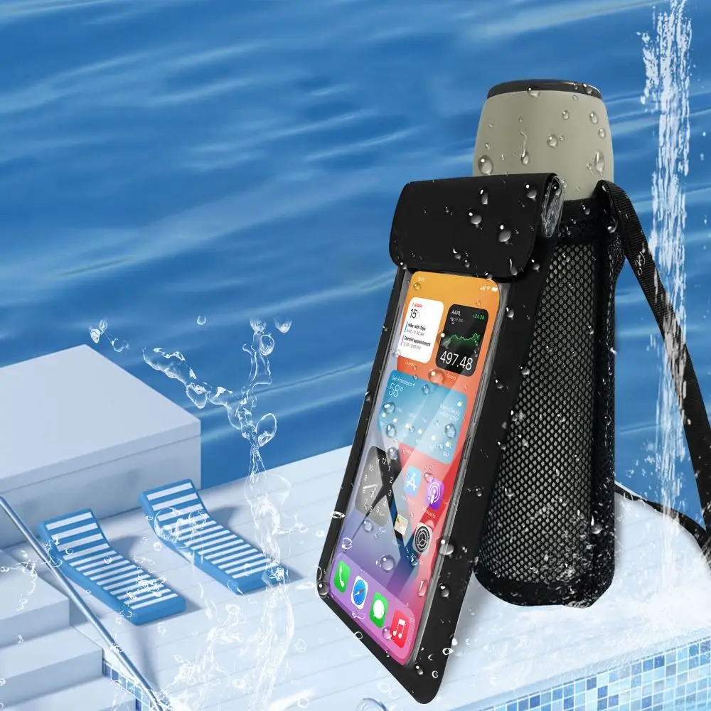 

Водонепроницаемый чехол для телефона с рукавом-чашкой, регулируемый плечевой ремень, держатель для бутылки с водой 2 в 1, сумка для плавания из ПВХ, пляжная