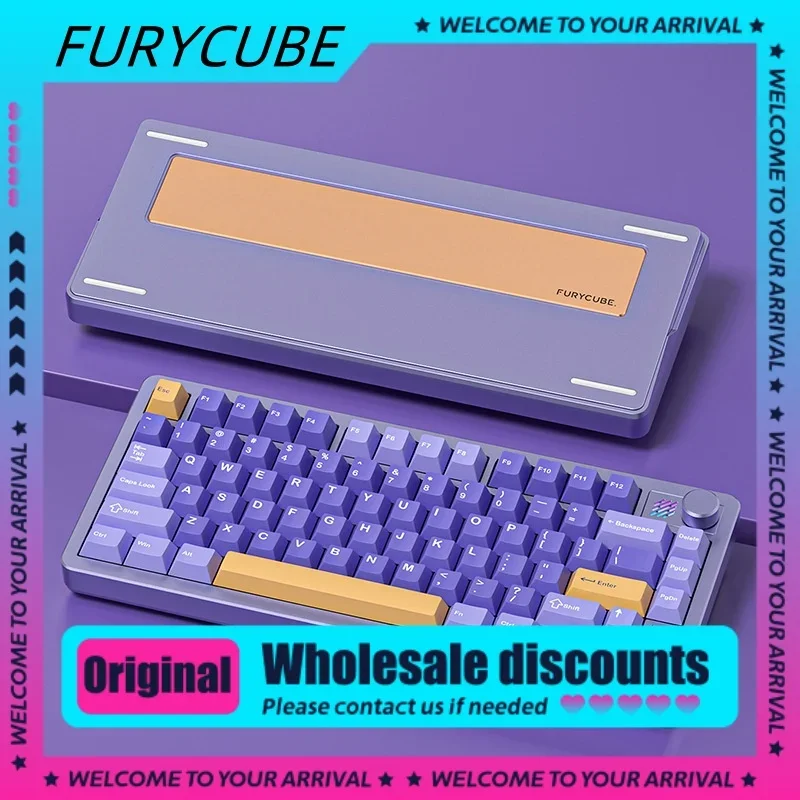 

Furycube F75 Dream Purple Wireless Aluminum Mechanical Keyboard Bluetooth 2.4g Gaming Wired Keyboard Rgb Hotswap Gaming Keyboard