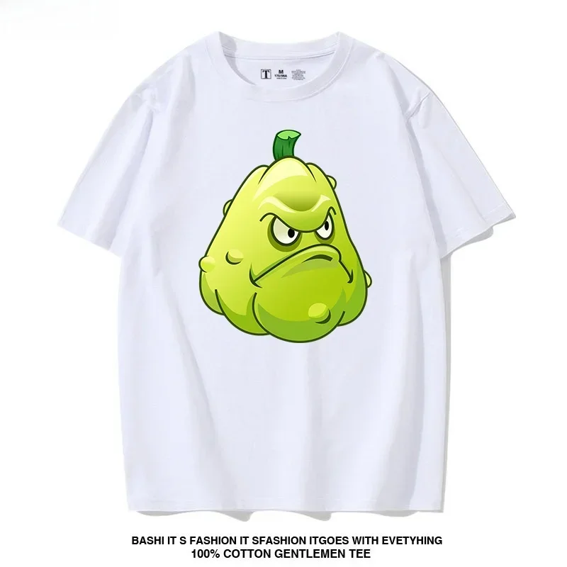 Plant Vs Zombie T-Shirt Ice Shooter Kids Summer Trendy Parent-Child Clothing Cotton Casual Round Neck Short Sleeve Cartoon Print