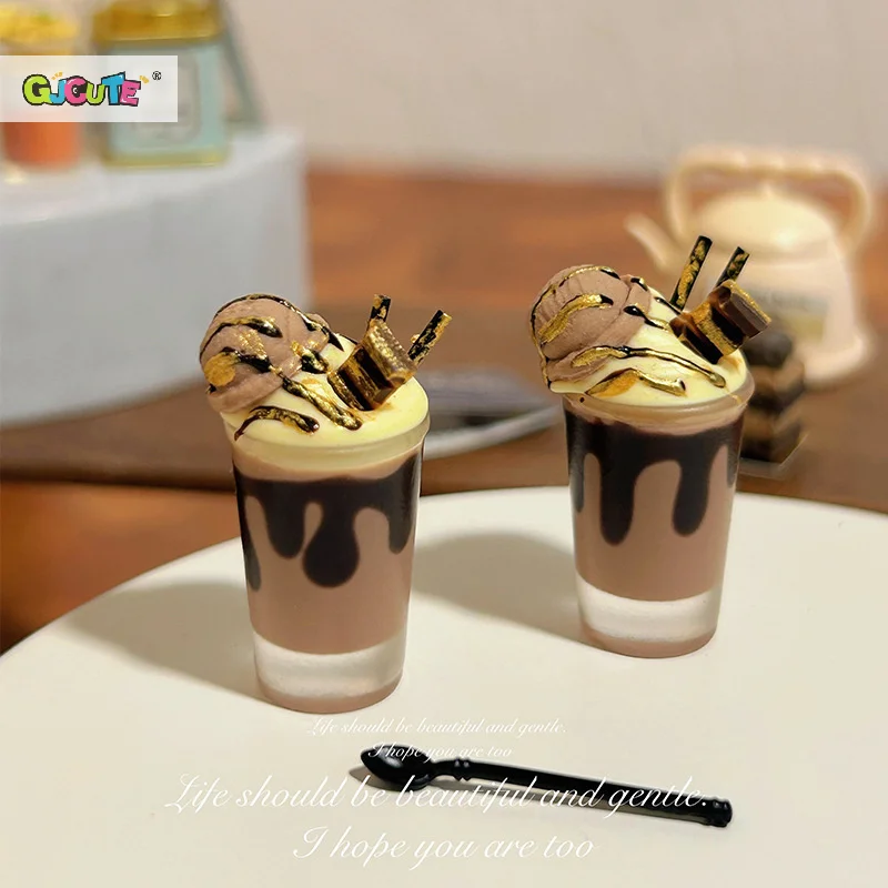 Miniature Internet Celebrity Summer Drink Ornaments Toy Models Doll House Accessories Mini Hazelnuts Cocoa Ice Mocha