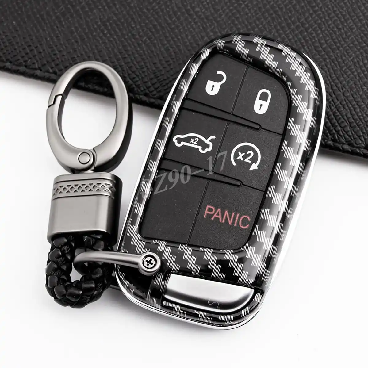 For Jeep Grand Cherokee Renegade Compass Dodge Charger Challenger Journey Fiat 500X ABS Carbon Fiber Key Fob Cover