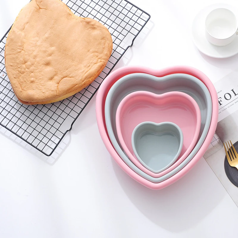 Heart Shape Cake Silicone Molds 4 7 9 10 inches Cake Pans Rainbow Layer Cakes Cheese Bread Baking Tool Kitchen Accessories