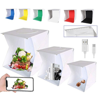 Folding Lightbox 20cm Portable Photography LED Photo Studio Tent LED Softbox Background Kit USB Mini Light Box For DSLR Camera