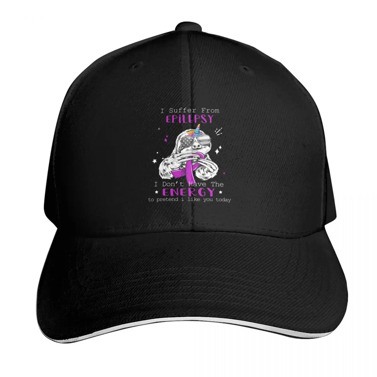 Funny Sloth I Suffer From Epilepsy Baseball Cap Moisture Wicking Quick Dry Curved Brim Classic Fit Low Profile Unstructured