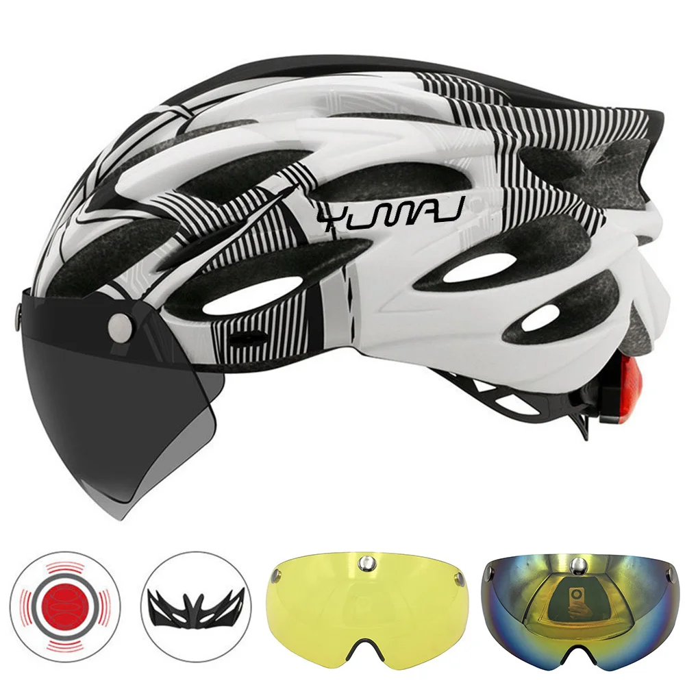 230g YUMAJ Ultraleichter Helm für Straße und Berge, Integral geformt mit abnehmbarem Visier, Fahrrad-Rücklicht-Helm CB-26 – Detail 22