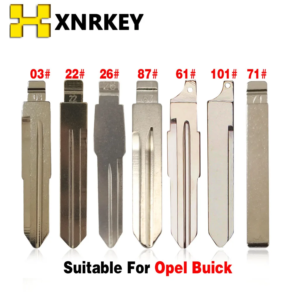 

XNRKEY 10pcs #03 #22 #26 #61#70 #87 #101 Metal Uncut Blank Flip Remote Key Blade for Opel/Chevrolet/Buick