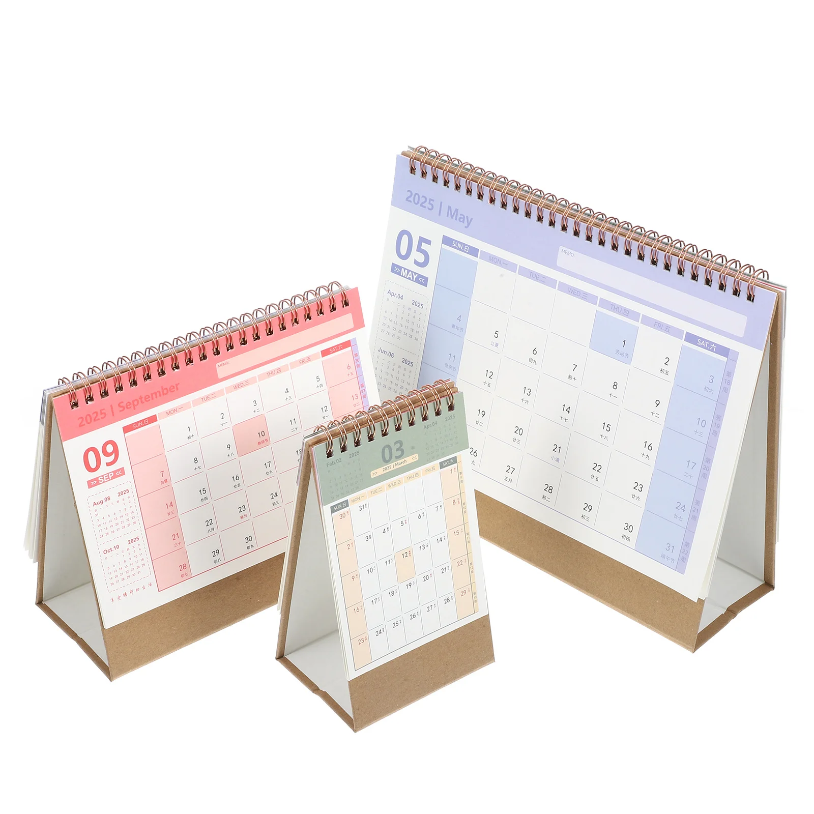 

3Pcs Desk Calendar Note Planner Coil Binding Smooth Thick Paper Design Home Office Decor Monthly