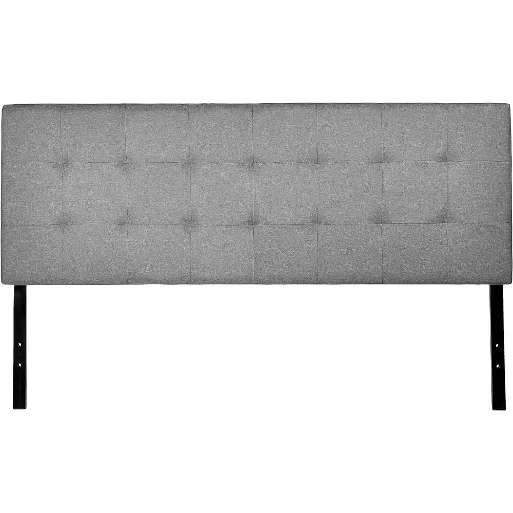 King Headboard Bedroom Faux Linen Upholstered Tufted Headboard