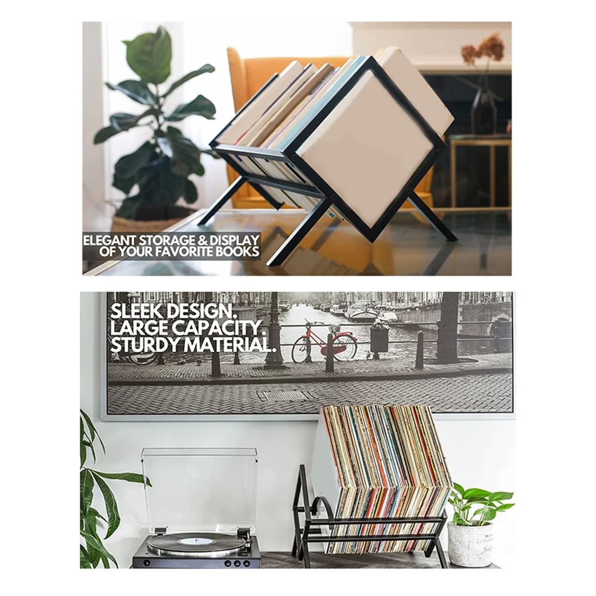 ADP-Tier Vinyl Record Storage Desktop Display Rack Desktop Bookshelf CD Display Stand Desktop Magazine Bookshelf