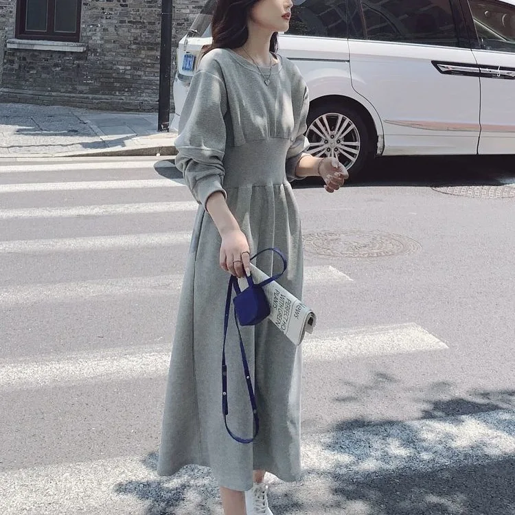 فساتين فستان نسائي للعمل صيفي من الكتان مكشكش منخفض الخصر مريح مناسب للنزهات على الطراز الرعوي قابل للتنفس لطيف ناعم OL