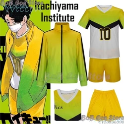 Itachiyama Institute Uniform Sakusa Kiyoomi Anime Cosplay Costume Volleyball Boy NO 10 Uniform SKS Coat T-shirt Set Green Yellow