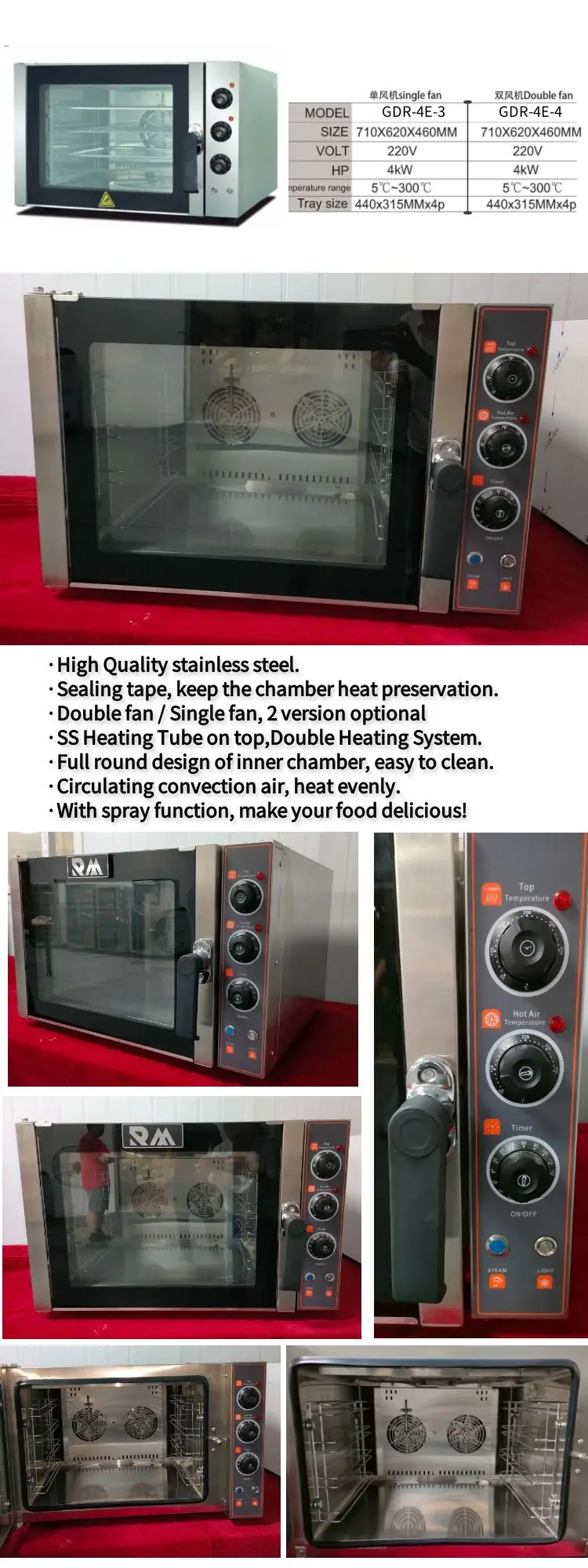 Guangdong Bakery Mini Small Kitchen Bread Convection Electric 35l 45l 48l 60l Steam Toasters & Pizza Ovens for Baking Home Sale