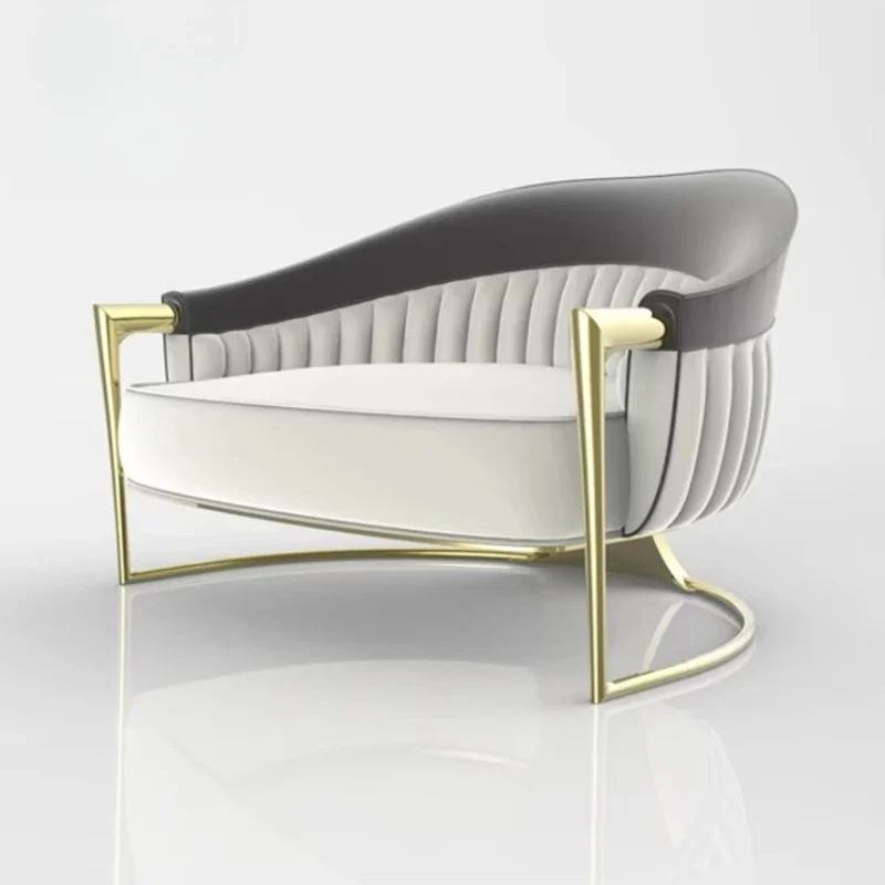 

Modern metal casual accent chair leather living room modern casual single sofa chair