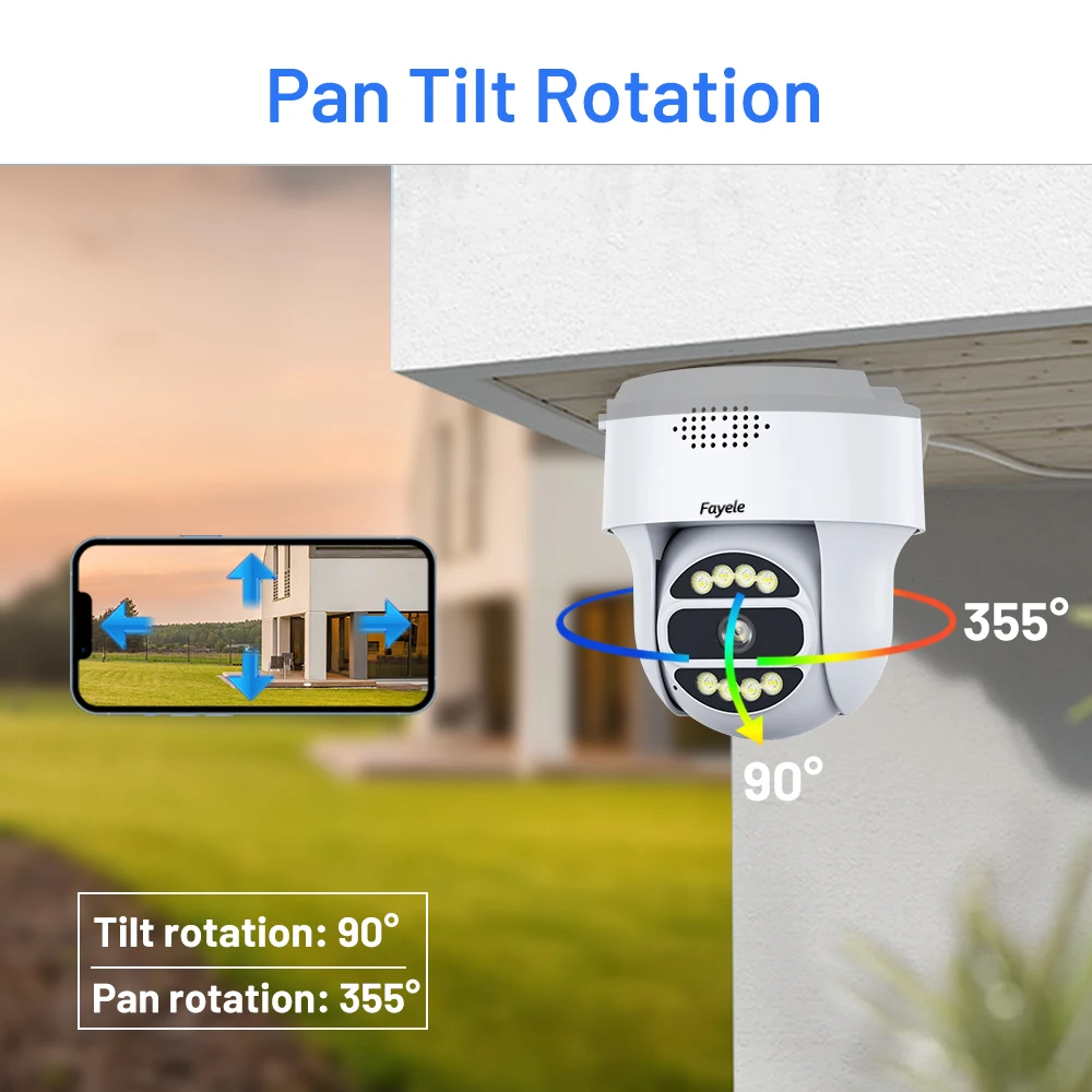 Mini caméra de surveillance PTZ IP WiFi 4MP (pan/tilt), dispositif de sécurité domestique sans fil, avec n\'aime x4, audio bidirectionnel et vidéo