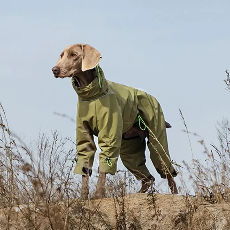 Large Dog Waterproof Winter Jumpsuit High Neck Full Coverage Outdoor Reflective Windproof Dog Coat with Fleece Lining Jacket