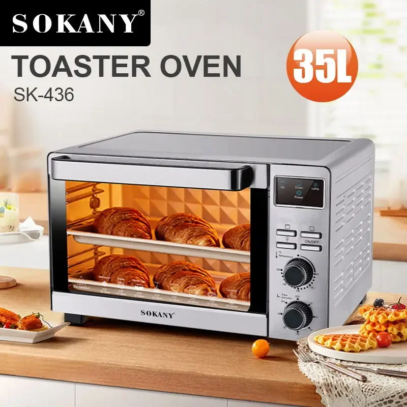 sokany  35L Digital Electric Toaster Oven With Rotisserie Convection Light Hot Plate Function