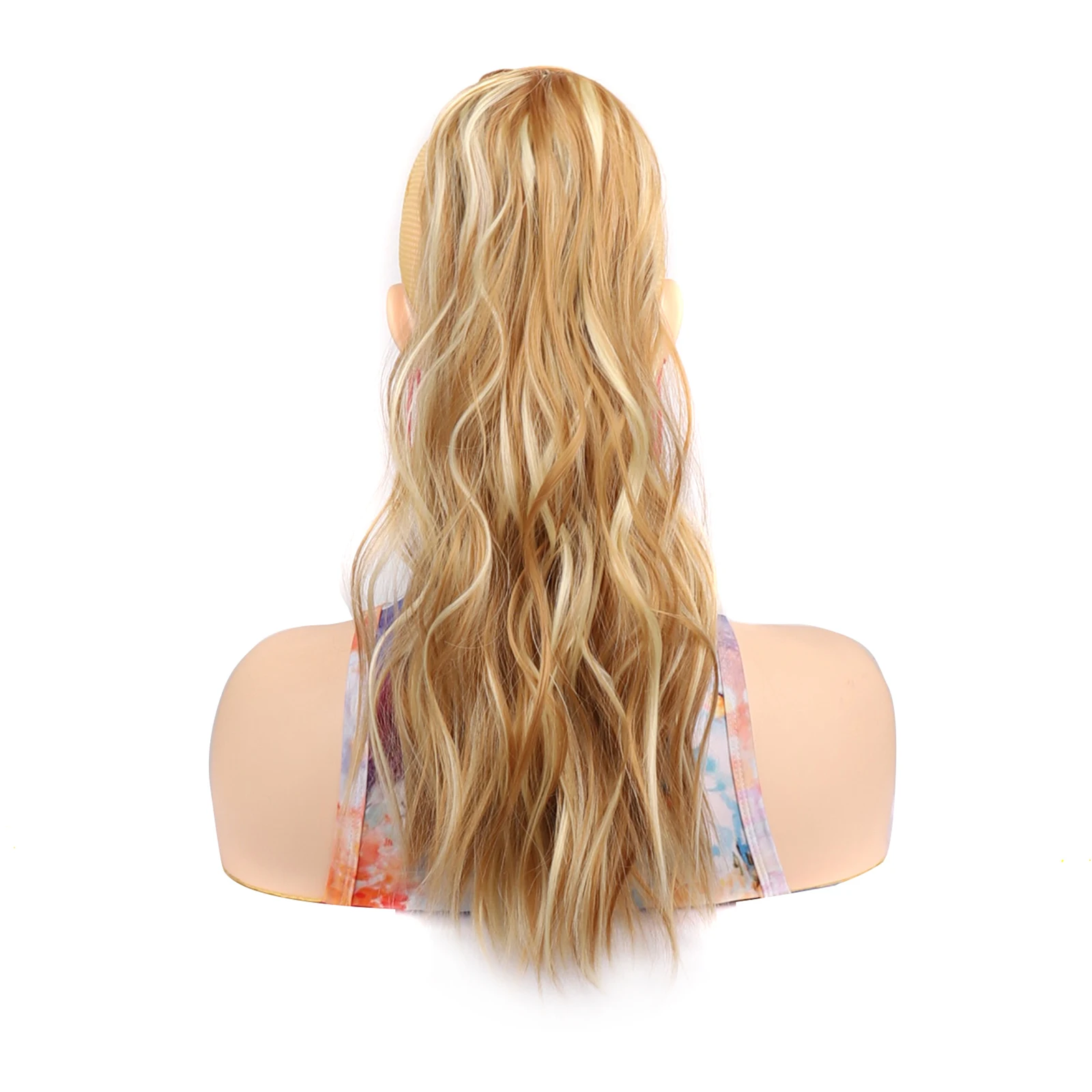 Ekstensi Rambut Jeedou Model Kuncir Kuda Pendek Bergelombang, Kuncir Kuda Sintetis Model Lilit, Warna Pirang