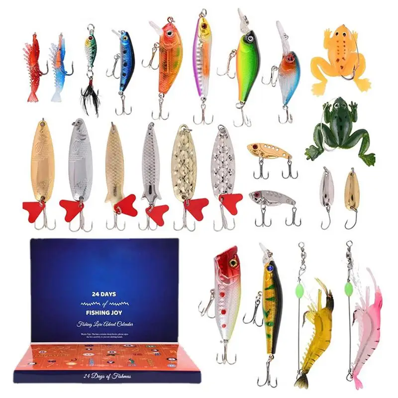 24 Days Fishing Lures Set 24 Days Fishing Lure Countdown Christmas Advent Fishing Lure Baits Tackle Set For Adults Men Fishing