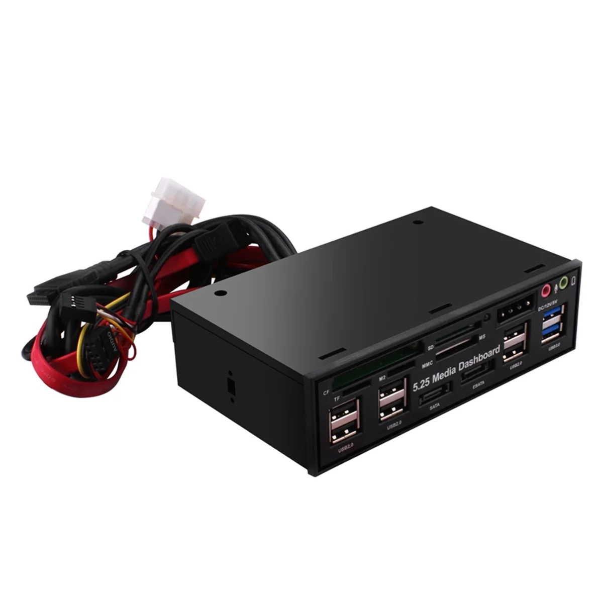 B47C 5.25 Inch Media Dashboard with USB 2.0/3.0 E-SATA SATA Multi-Card Reader for Desktops