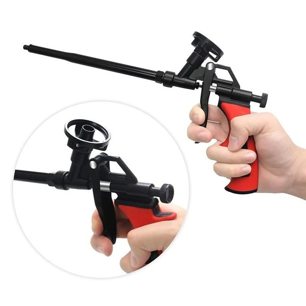 Construction Foam Tool with Metal Extension Nozzle Non-Stick Interior Coating and Manual Flow Control for Accurate Dispensing