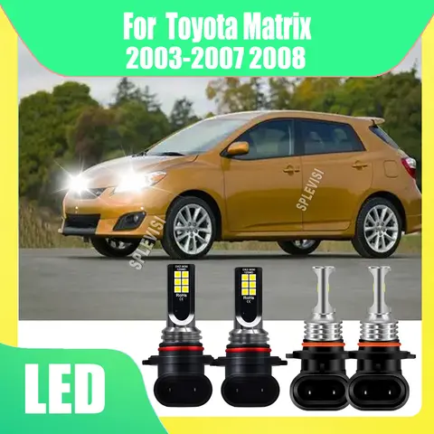 LED White 6000K Headlights High Low Beam Fog Lights High Performance Wider Beam For Toyota Matrix 2003 2004 2005 2006 2007 2008