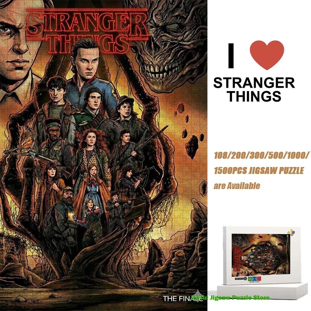 

Stranger Things Jigsaw Puzzle 108/200/300/500/1000/1500Pc Puzzles for Adults Teens Decompression Toy Unique Gifts with Box
