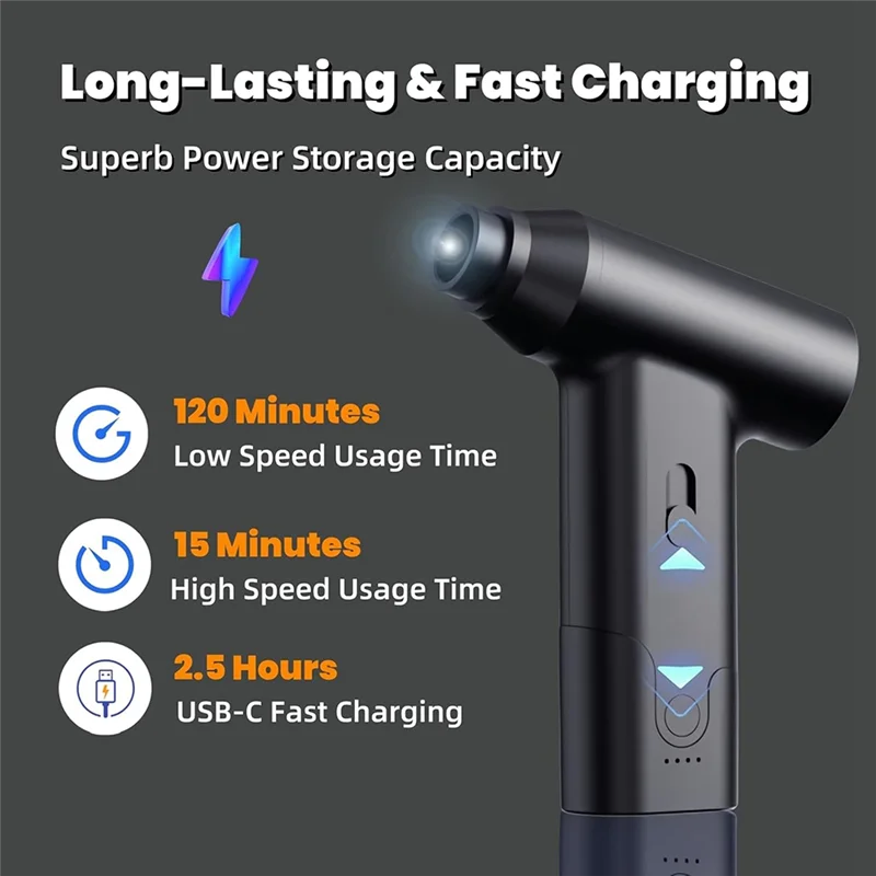 Classic-Compressed Air Duster 11000RPM Portable Air Blower And Mini Cordless Vacuum Cleaner For Car Home Keyboard Computer