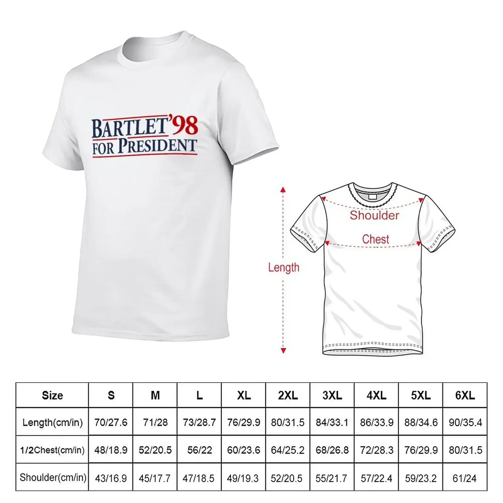 Bartlet for President T-Shirt vintage clothes new edition t shirts for men