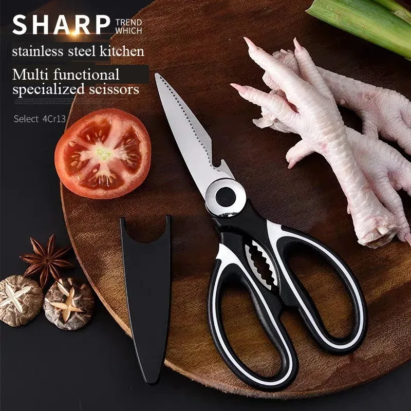 Stainless Steel Kitchen Scissors Multifunctional Household Kill Fish Cut Vegetables Roast Broiler Bone Scissors