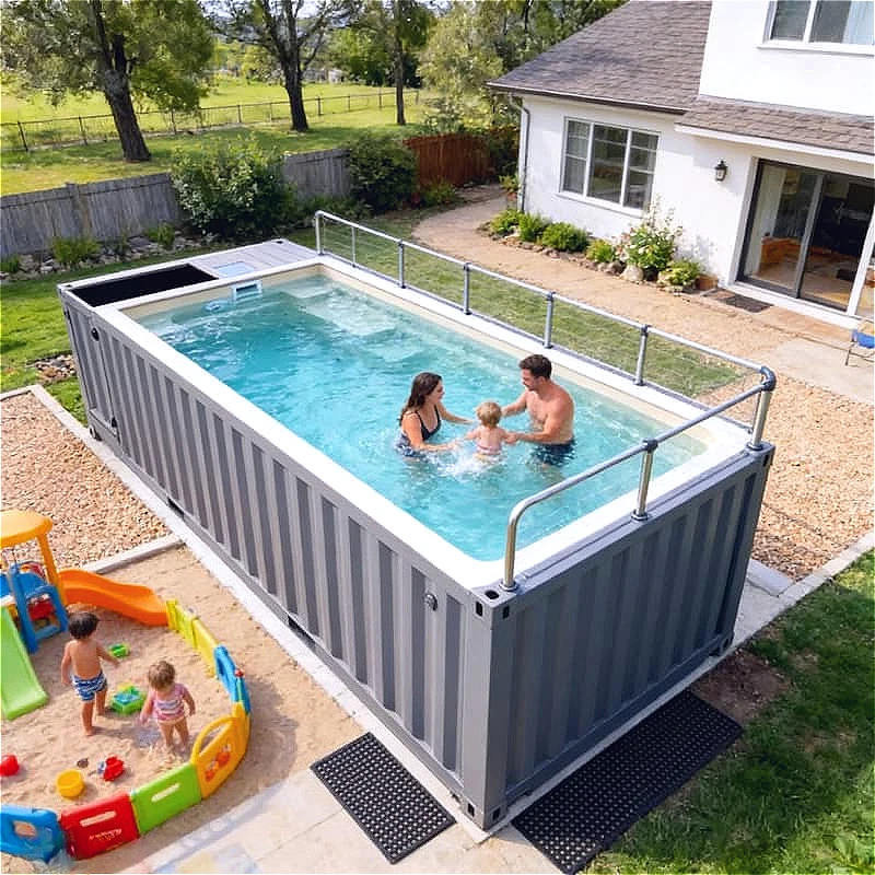 Container Swimming Pool Stainless Steel Shipping Container Pool Above Ground Villa Garden Outdoor Entertainment Summer Custom