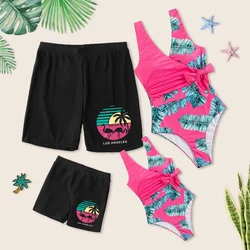 Family Matching Outfits Mother And Daughter Whole Swimsuit Father Son Beach Shorts Mom Kids Swimwear Summer Bathing Suits