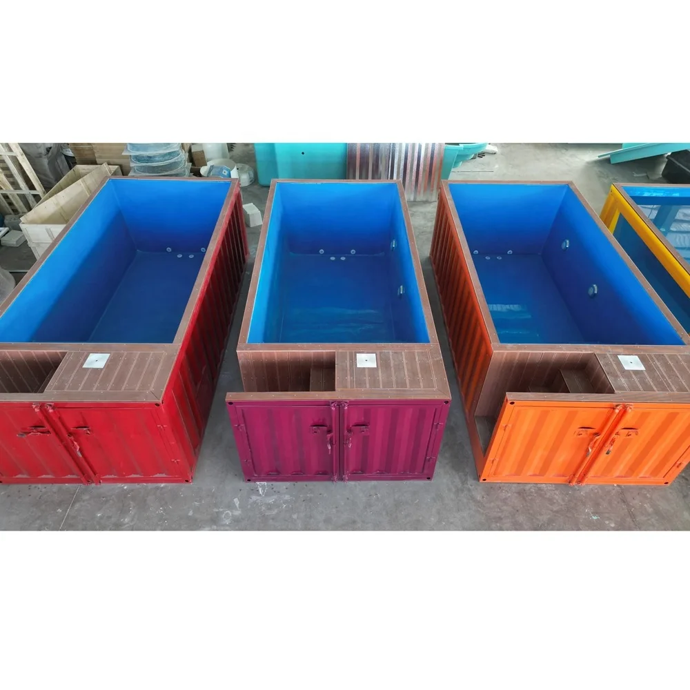 حاوية حمام سباحة حديقة الكبار في الهواء الطلق نافذة زجاجية كبيرة حاوية الألياف الزجاجية حمام سباحة حمام سباحة الجاهزة