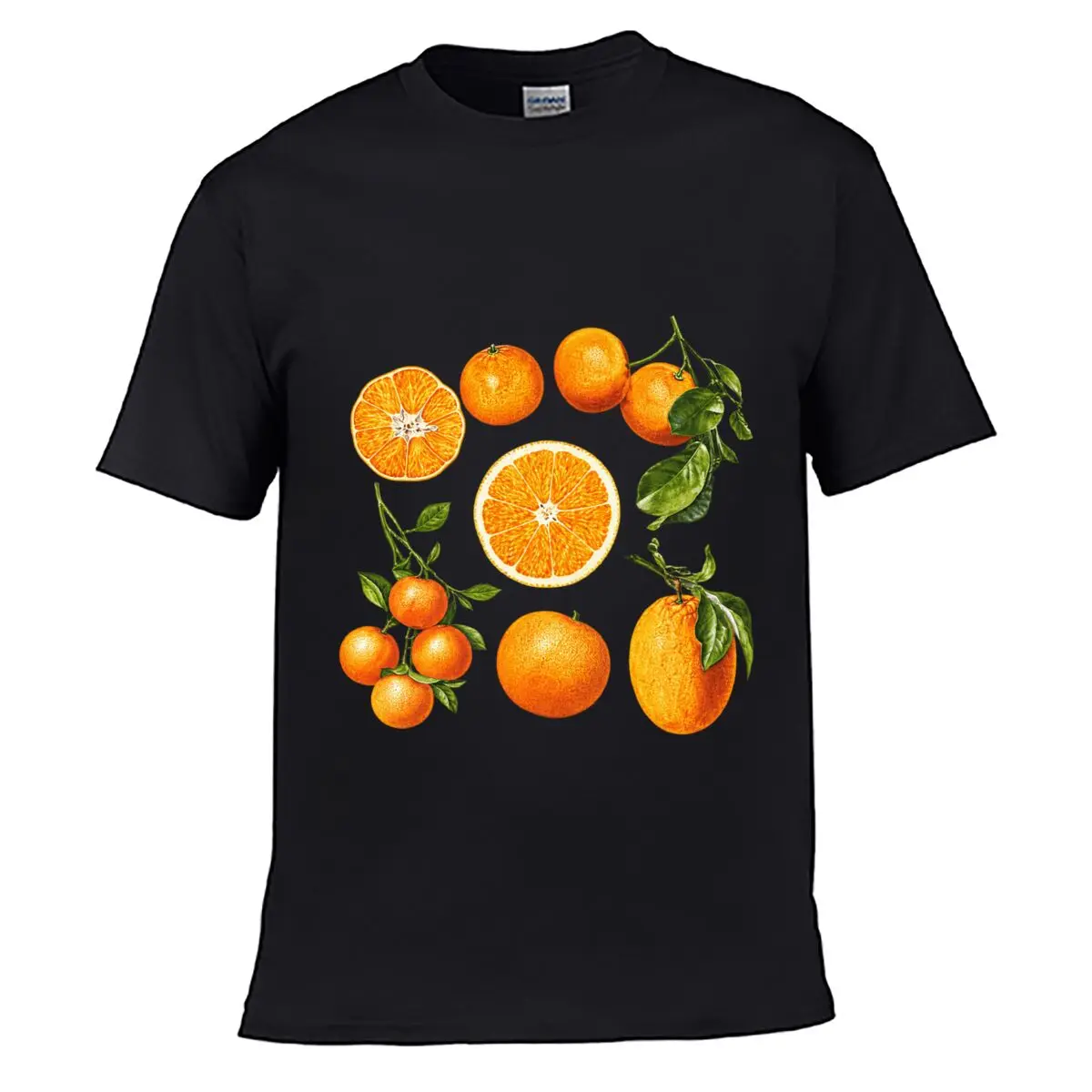 Watercolor Orange Citrus Fruit Slices Botanical Leaves Street Loose Simple Tee